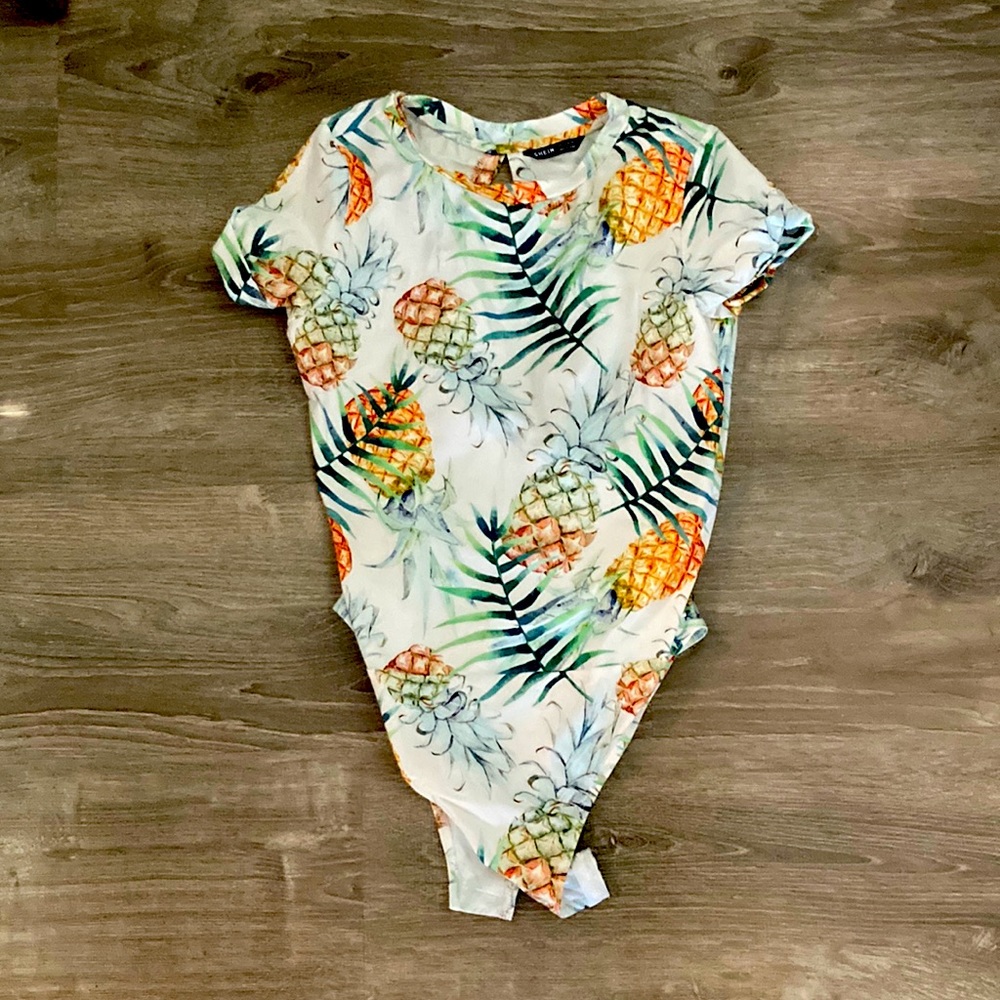Pineapple Print Tee Bodysuit Sz S